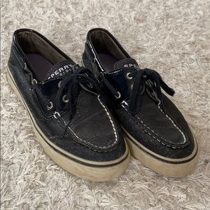 Sparkly Black Sperry Top-Sider